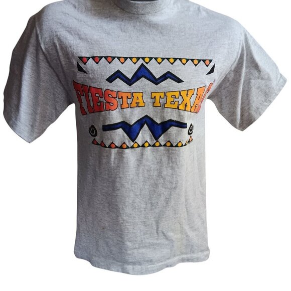 Vintage Men's T-shirt Medium Single Stitch Fiesta Texas Signal Sports USA gray M - Picture 1 of 6